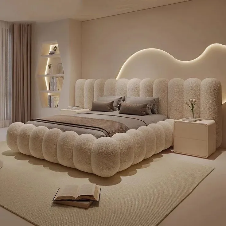 Extended Bubble Bed King Size White 6 X 6 + Bed Sides